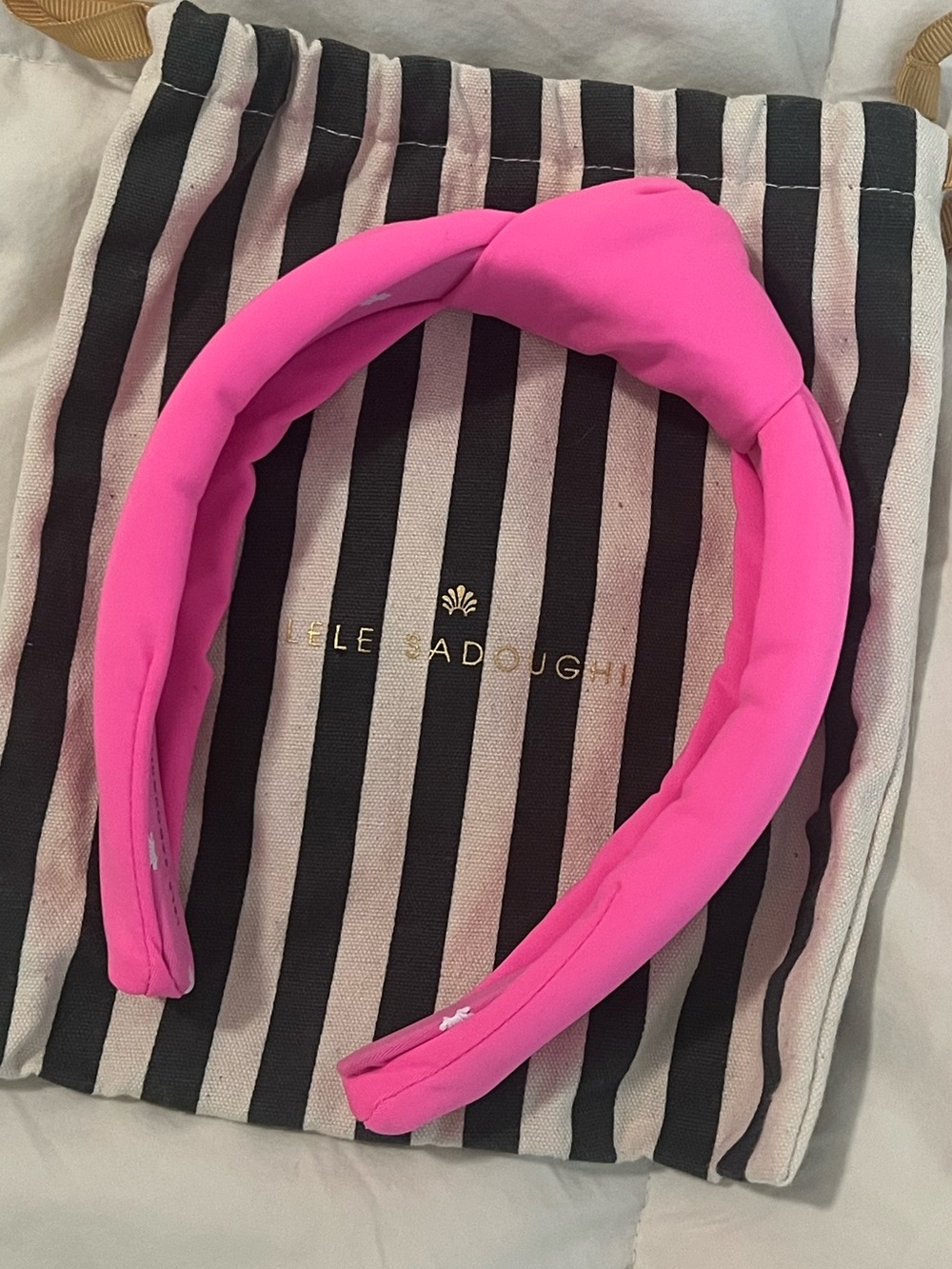 Lele Sadoughi Hot Pink Knotted Headband - Picture 2 of 2